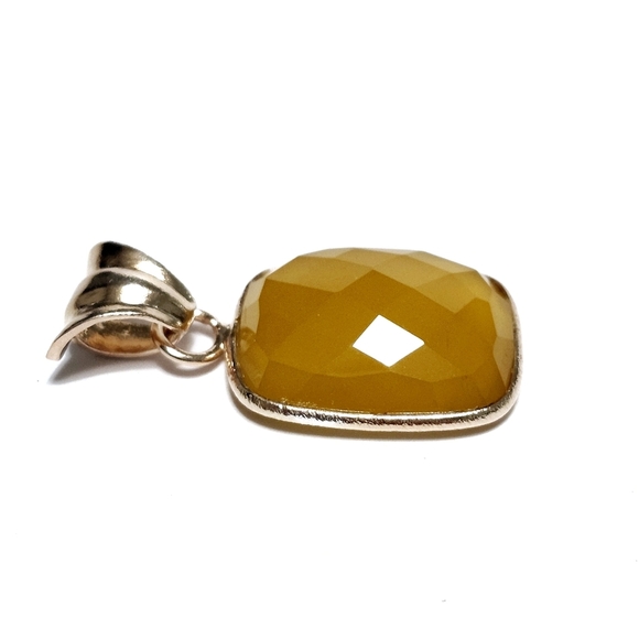 Briolette Yellow Agate 18K Rose Gold over Silver Pendant - Picture 7 of 11